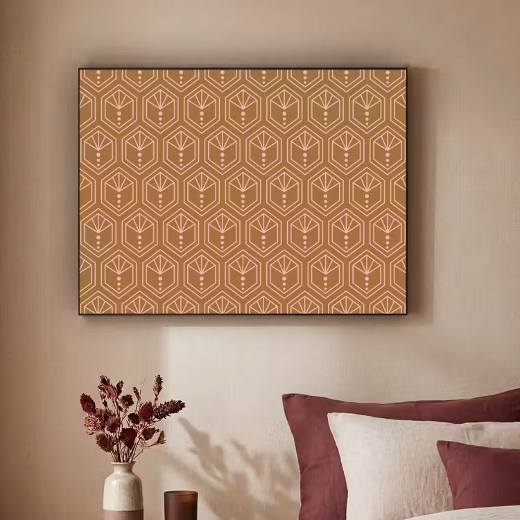 Bruin - Roze - Geometrisch - Patroon Textielframe - compleet frame klein 947 -sfeer1
