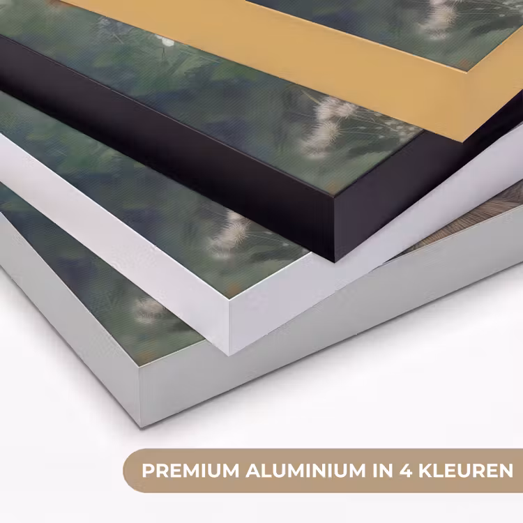 Bruine beer - Wilde dieren - Bloemen - Planten Textielframe zwart klein -USP_kleurenNL