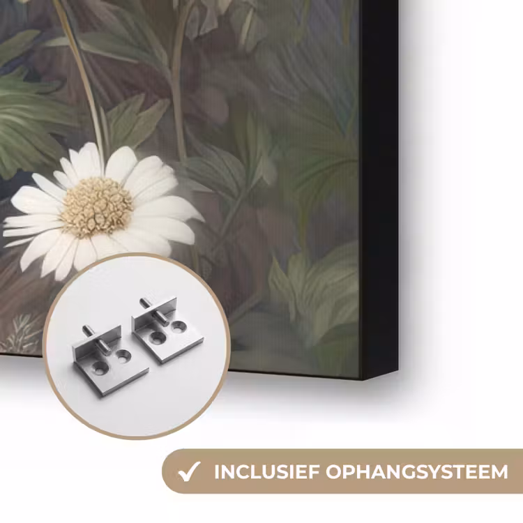 Bruine beer - Wilde dieren - Bloemen - Planten Textielframe zwart klein -USP_ophangsysteemNL