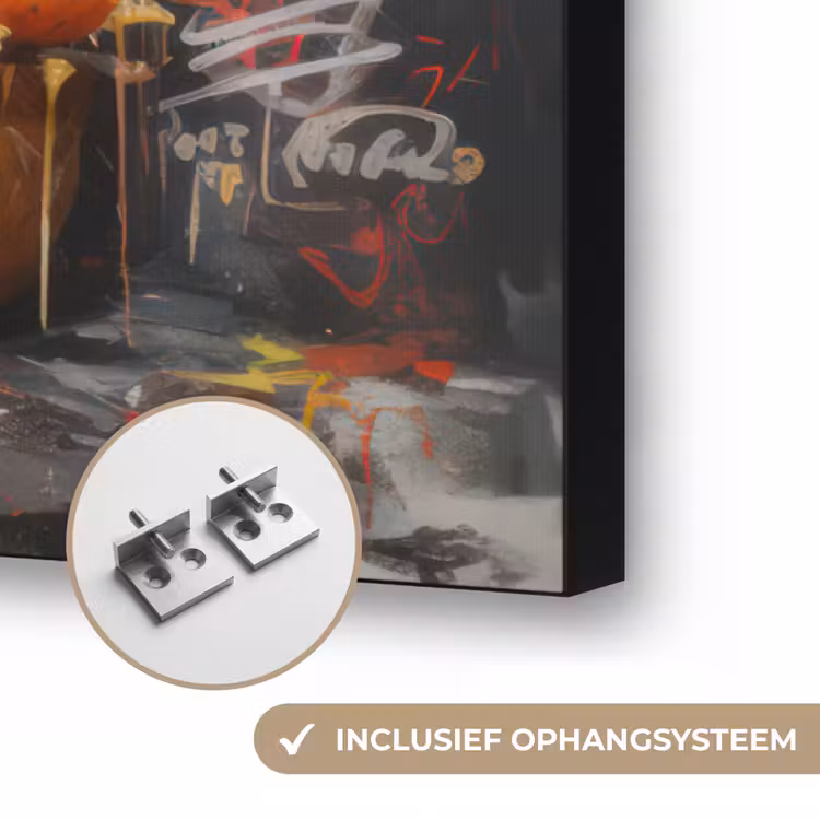 Burger - Eten - Kunst - Grijs - Graffiti Textielframe zwart klein -USP_ophangsysteemNL