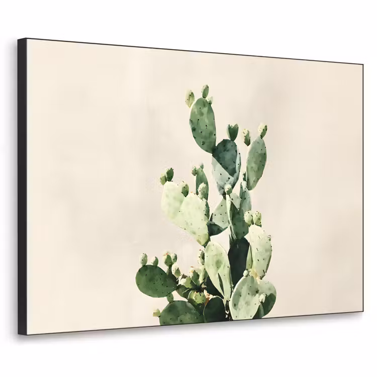 Cactus - Groen - Minimalistisch Textielframe zwart klein -3d