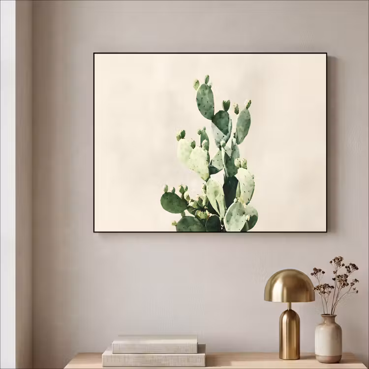 Cactus - Groen - Minimalistisch Textielframe - compleet frame klein -sfeer2
