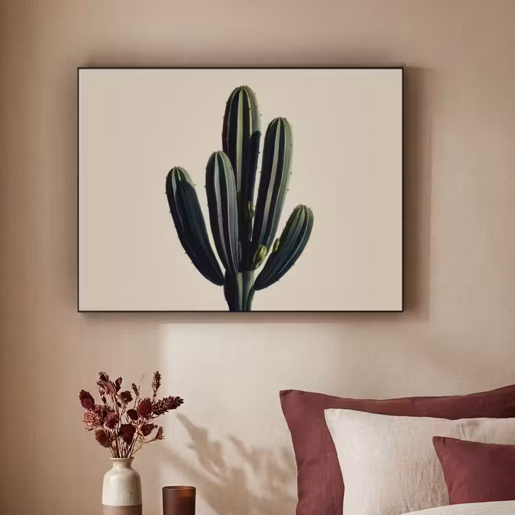 Cactus - Subtiel - Groen Textielframe zwart klein -sfeer1
