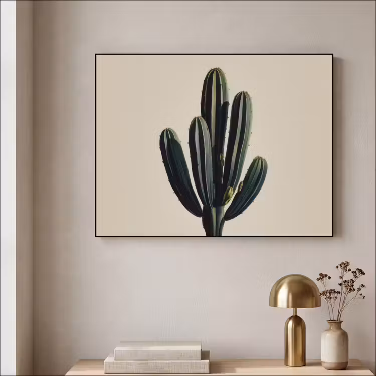 Cactus - Subtiel - Groen Textielframe zwart klein -sfeer2