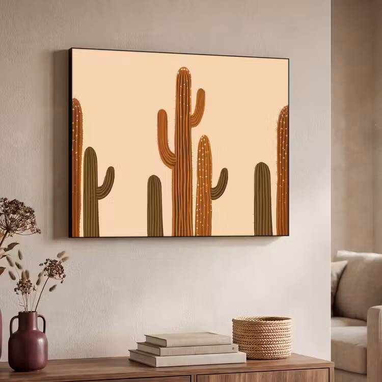 Cactus - Woestijn - Zand - Bruin Textielframe - compleet frame klein -sfeer3