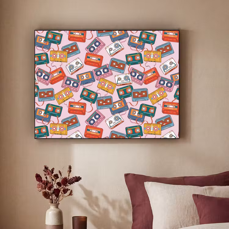 Cassette - Patroon - Roze Textielframe - compleet frame klein 947 -sfeer1