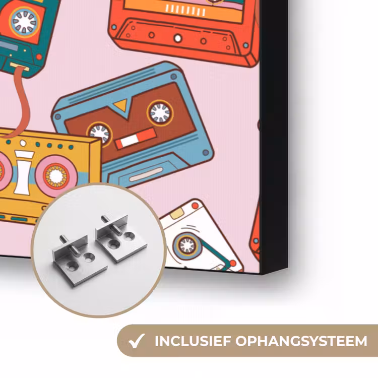 Cassette - Patroon - Roze Textielframe zwart klein 947 -USP_ophangsysteemNL