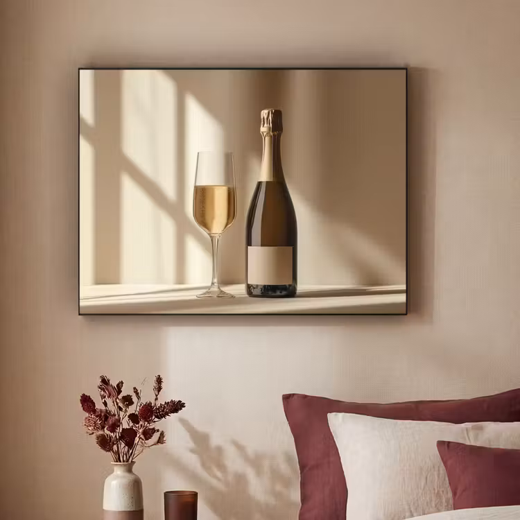 Champagne - Beige - Schaduw - Bubbels Textielframe - compleet frame klein -sfeer1