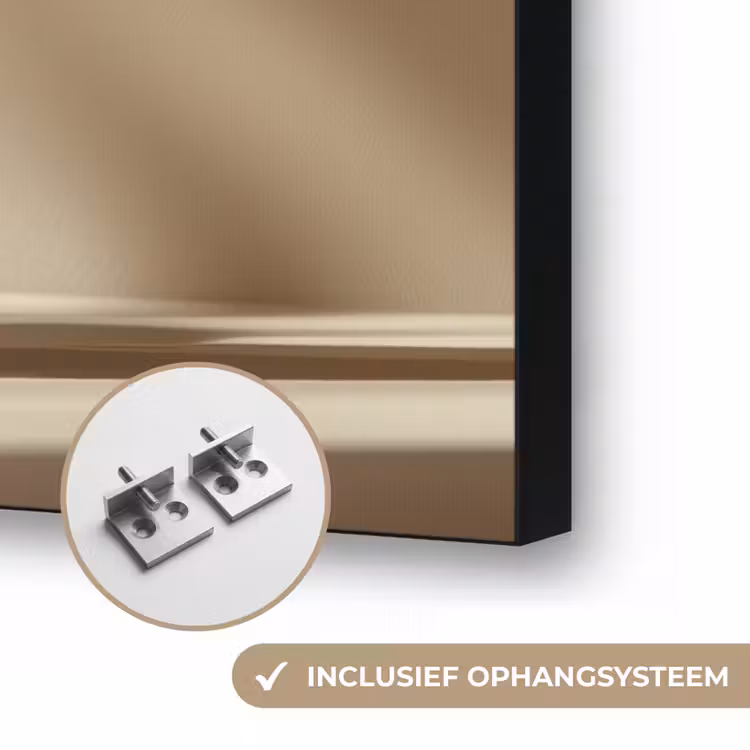 Champagne - Beige - Schaduw - Bubbels Textielframe zwart klein -USP_ophangsysteemNL