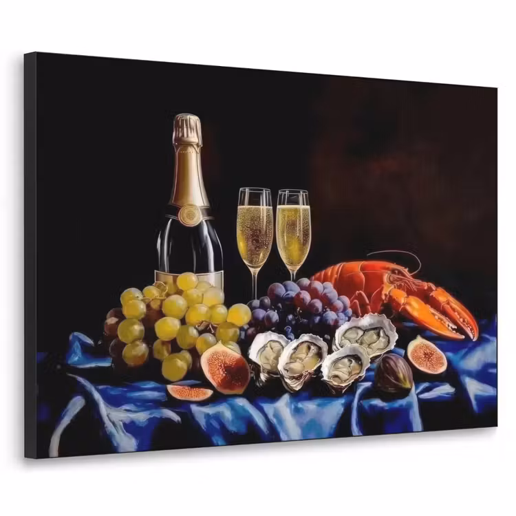 Champagne - Luxe - Oesters Textielframe zwart klein -3d