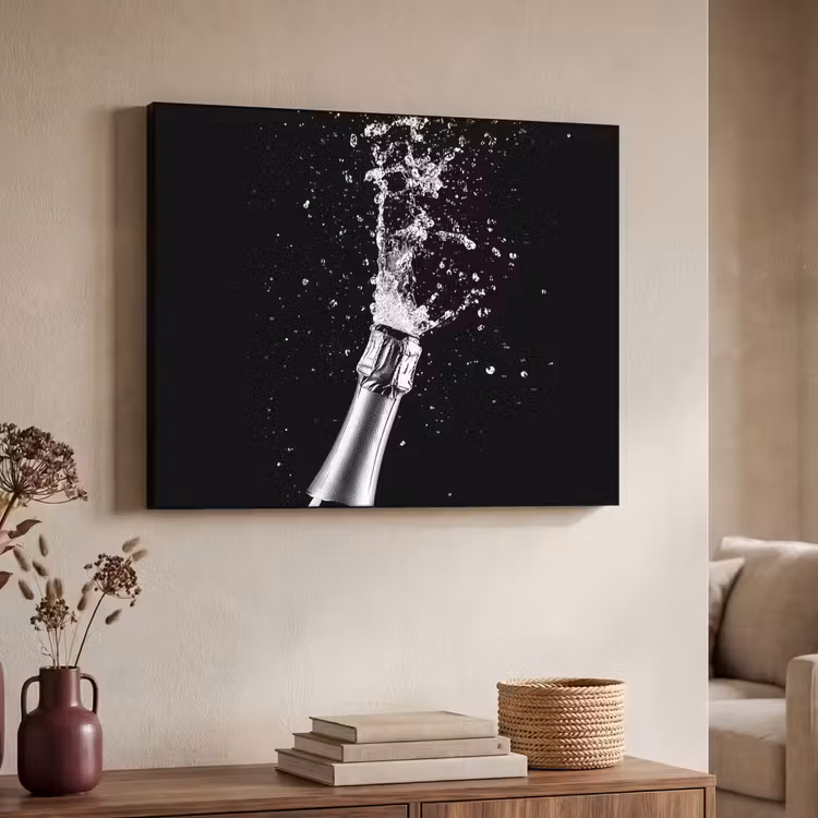 Champagne - Zwart - Spetters - Popping Textielframe zwart klein -sfeer3