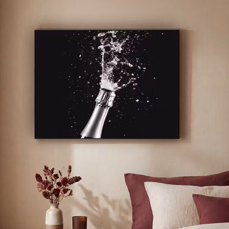 Champagne - Zwart - Spetters - Popping Textielframe - compleet frame klein -sfeer1
