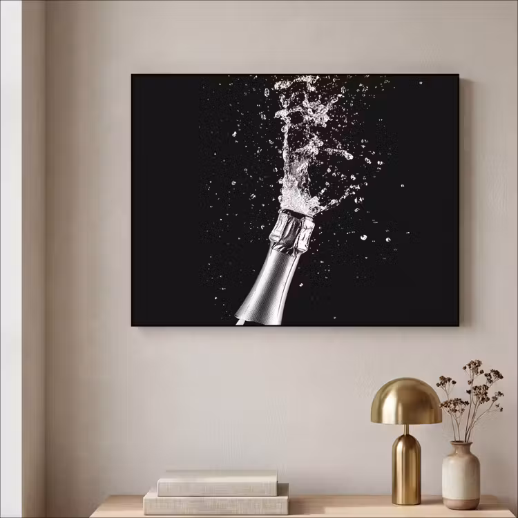 Champagne - Zwart - Spetters - Popping Textielframe zwart klein -sfeer2