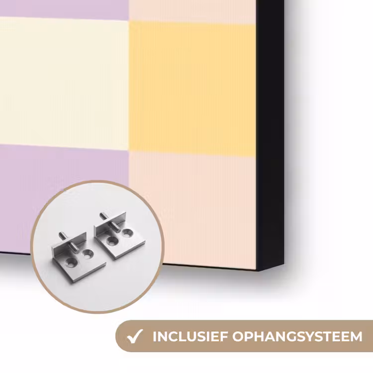 Cheers Chica - Ruitjes - Lila - Geel Textielframe zwart klein -USP_ophangsysteemNL
