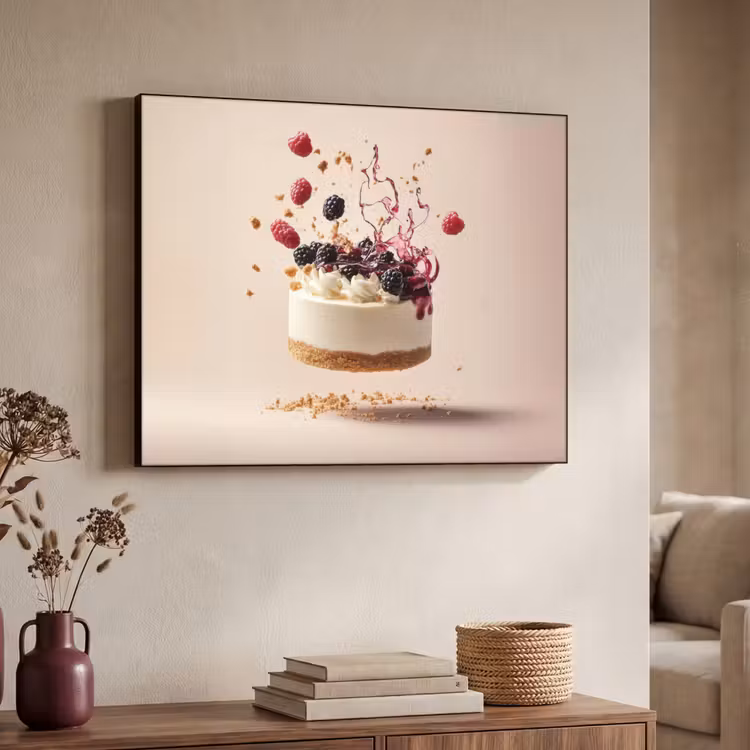 Cheesecake - Eten - Roze - Taart Textielframe - compleet frame klein -sfeer3