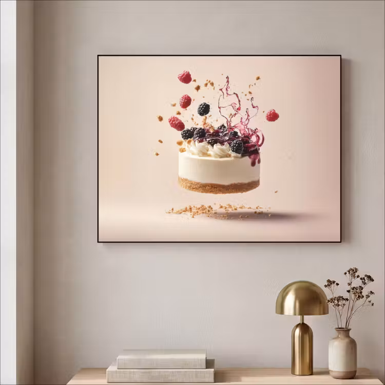 Cheesecake - Eten - Roze - Taart Textielframe - compleet frame klein -sfeer2