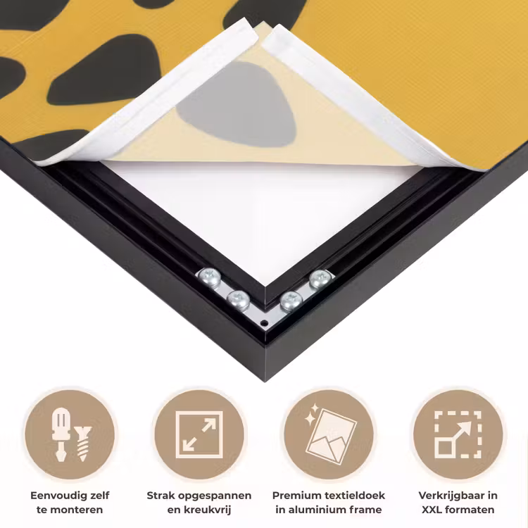 Cheetah - Illustratie - Geel Textielframe zwart klein -USP_feed_closeupNL