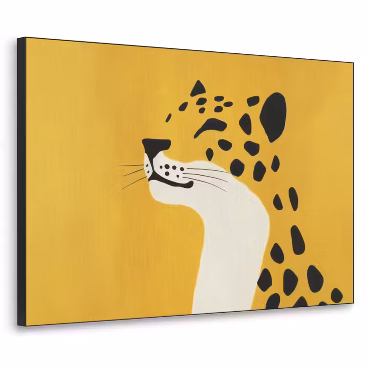 Cheetah - Illustratie - Geel Textielframe zwart klein -3d