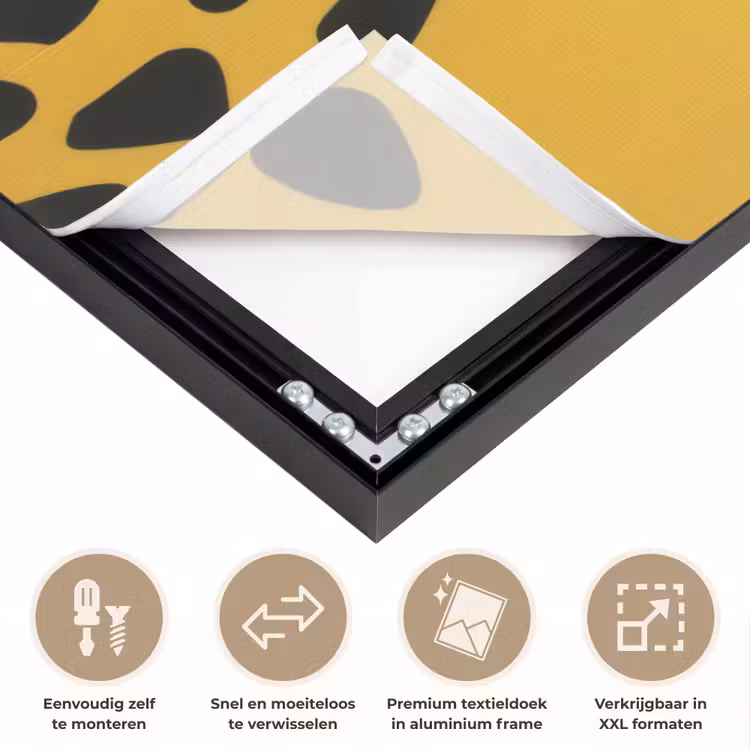 Cheetah - Illustratie - Geel Textielframe zwart klein -USP_closeupNL