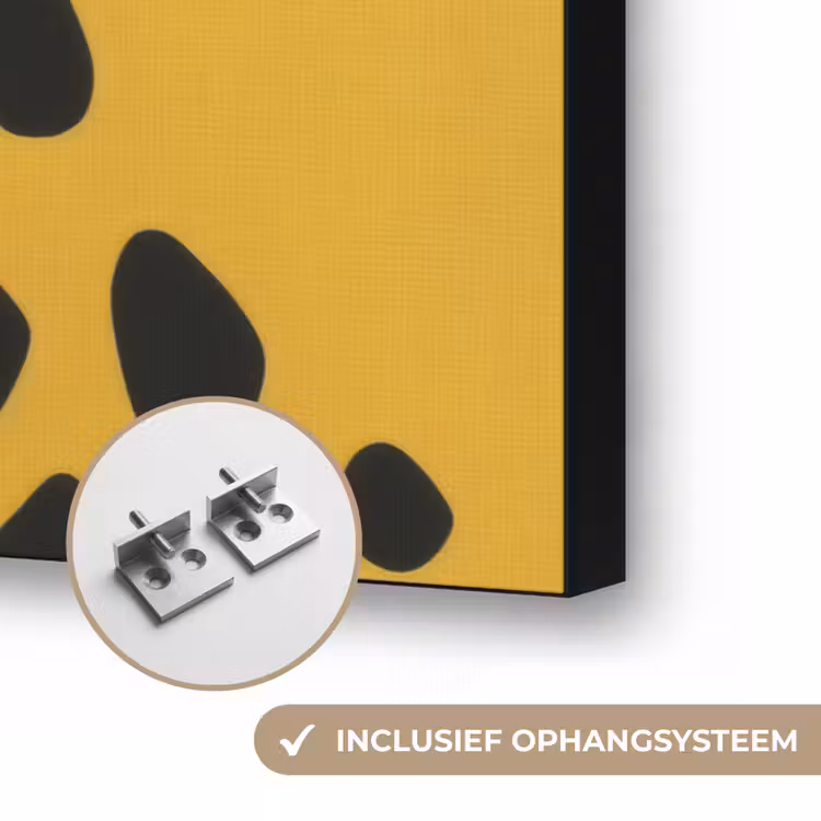 Cheetah - Illustratie - Geel Textielframe zwart klein -USP_ophangsysteemNL