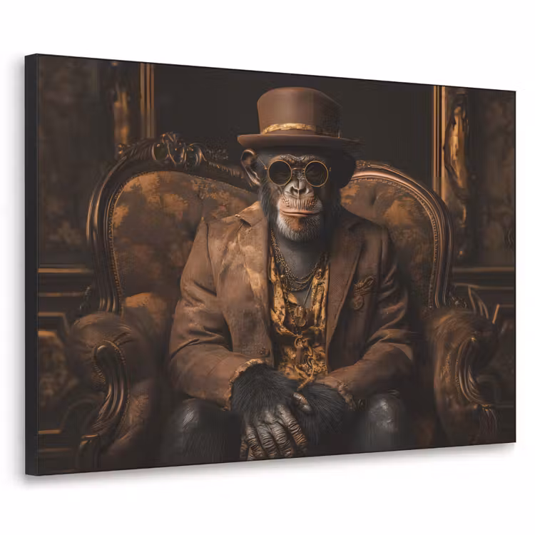 Chimpansee - Stoel - Pak - Bruin Textielframe zwart klein -3d