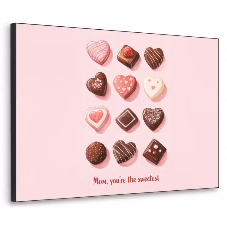 Chocolaatjes - Hartvormig - Liefste Textielframe zwart klein -3d