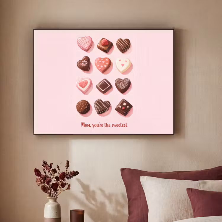 Chocolaatjes - Hartvormig - Liefste Textielframe zwart klein -sfeer1