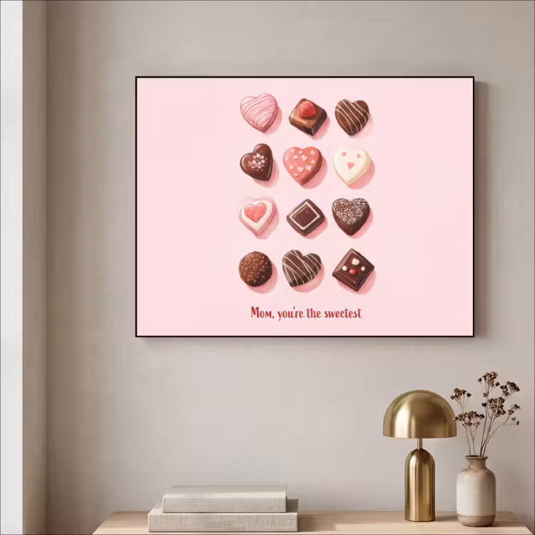 Chocolaatjes - Hartvormig - Liefste Textielframe zwart klein -sfeer2