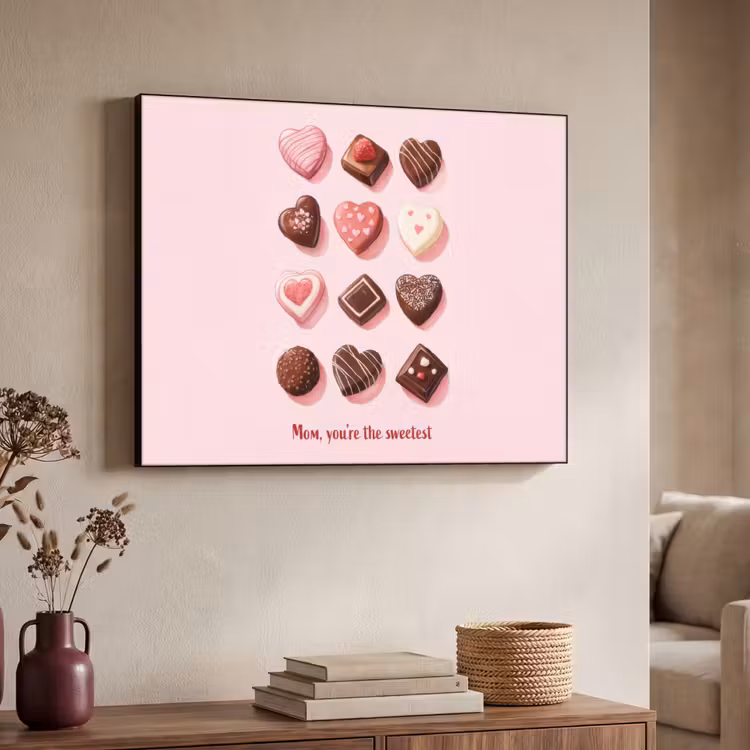 Chocolaatjes - Hartvormig - Liefste Textielframe zwart klein -sfeer3