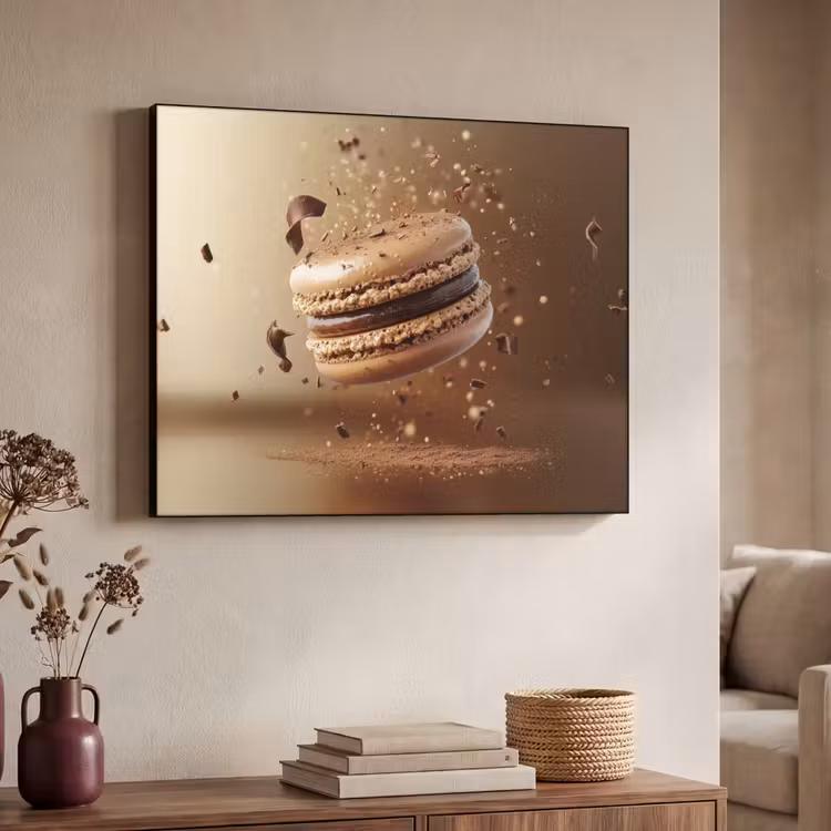 Chocolade - Macarons - Eten - Snoep Textielframe zwart klein -sfeer3