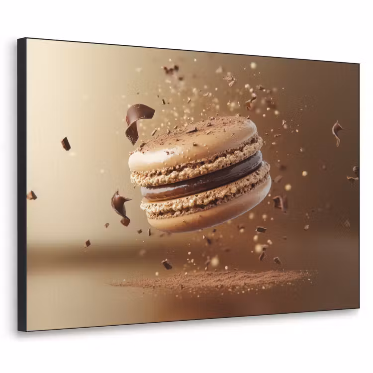 Chocolade - Macarons - Eten - Snoep Textielframe zwart klein -3d