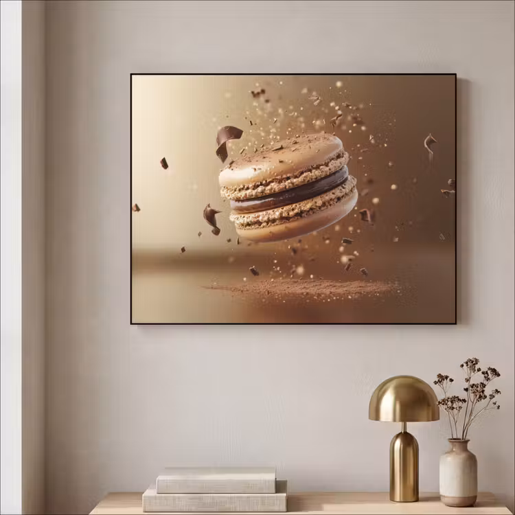 Chocolade - Macarons - Eten - Snoep Textielframe zwart klein -sfeer2