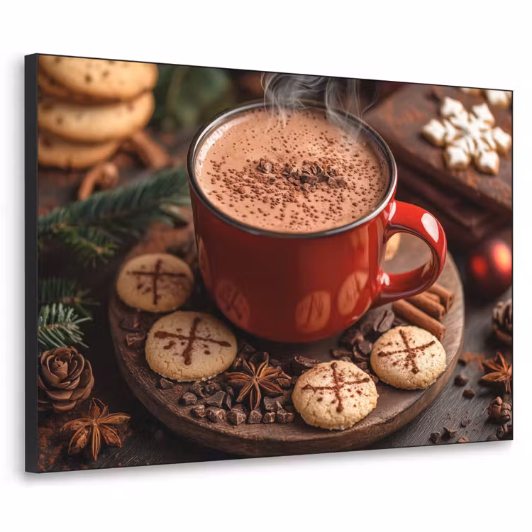 Chocolademelk - Mok - Winter - Kerst - Gezelligheid Textielframe - compleet frame klein -3d