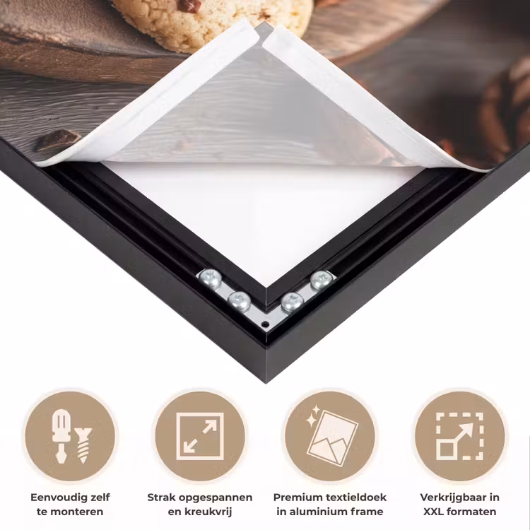 Chocolademelk - Mok - Winter - Kerst - Gezelligheid Textielframe zwart klein -USP_feed_closeupNL