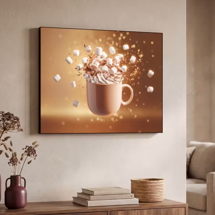 Chocomelk - Drinken - Warm - Bruin Textielframe zwart klein -sfeer3