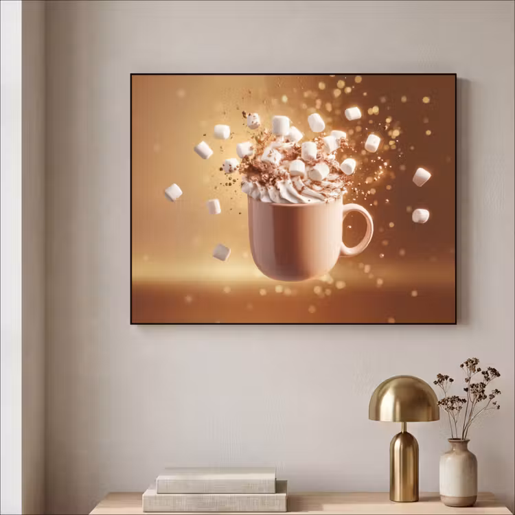 Chocomelk - Drinken - Warm - Bruin Textielframe zwart klein -sfeer2