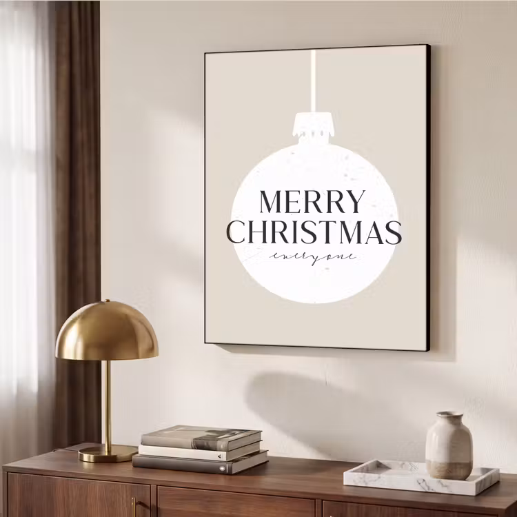 Christmas - Kerstballen - Japandi - Witte kerstballen Textielframe zwart klein -sfeer3