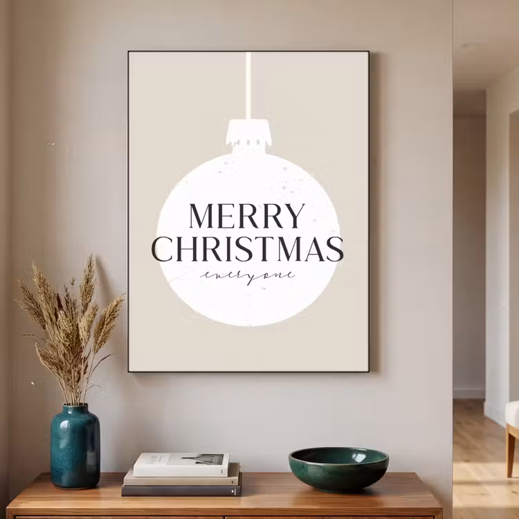 Christmas - Kerstballen - Japandi - Witte kerstballen Textielframe zwart klein -sfeer1