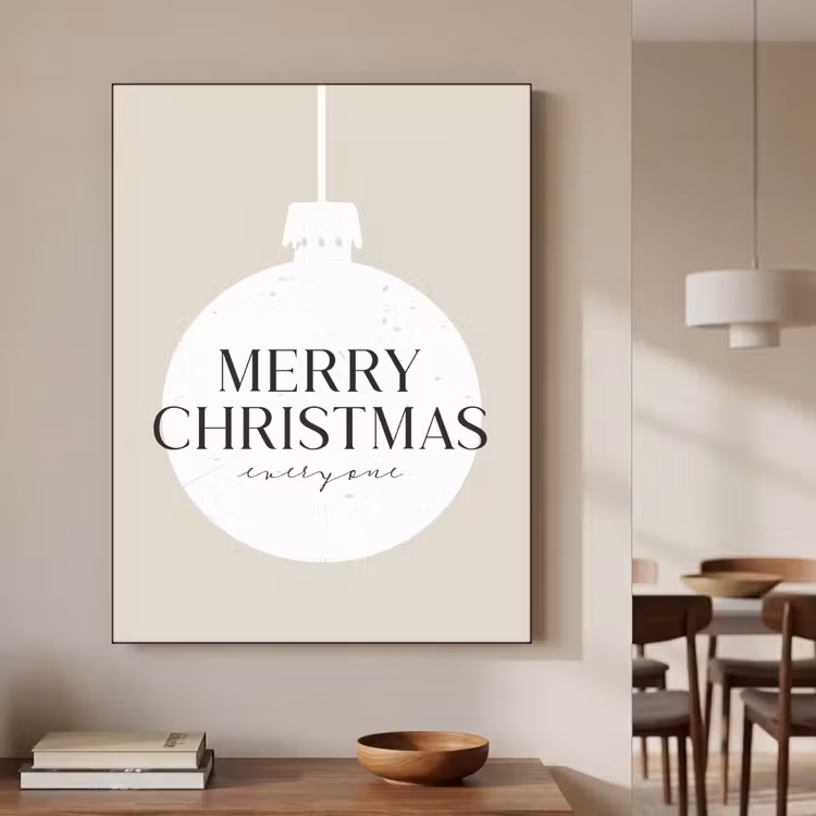 Christmas - Kerstballen - Japandi - Witte kerstballen Textielframe - compleet frame klein -sfeer2
