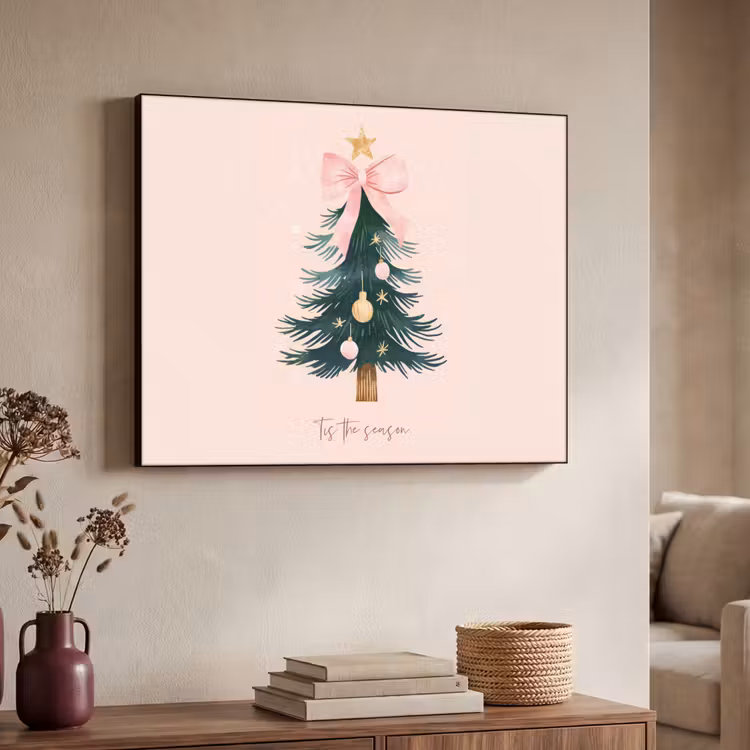 Christmas Season - Kerst - Kerstboom - Roze Textielframe zwart klein -sfeer3