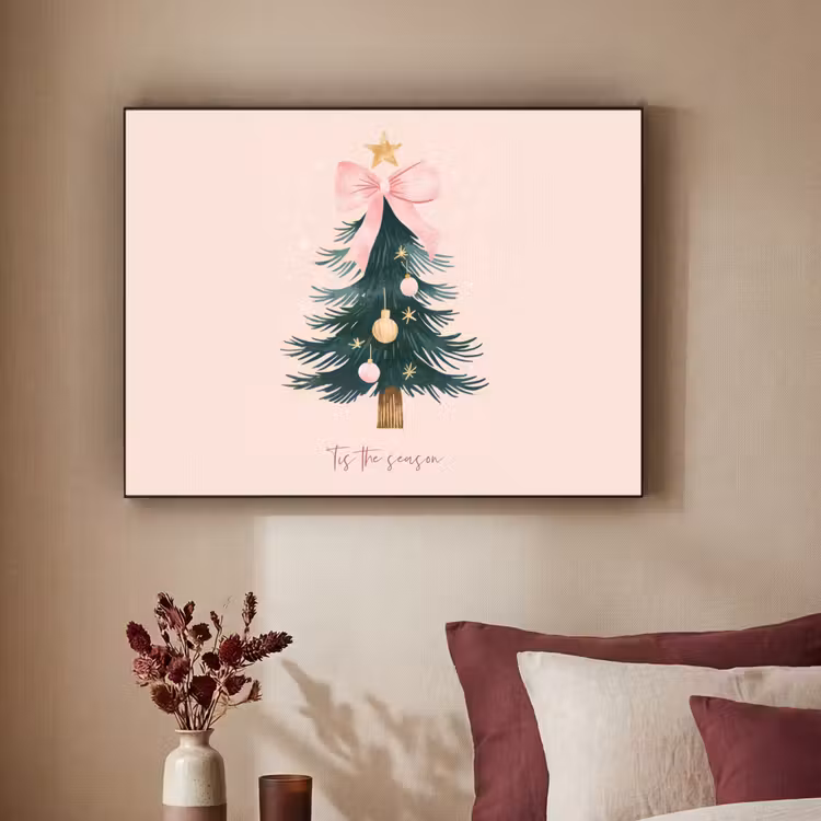 Christmas Season - Kerst - Kerstboom - Roze Textielframe zwart klein -sfeer1