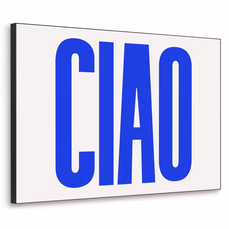Ciao - Hoofdletters - Blauw - Minimalistisch Textielframe - compleet frame klein -3d