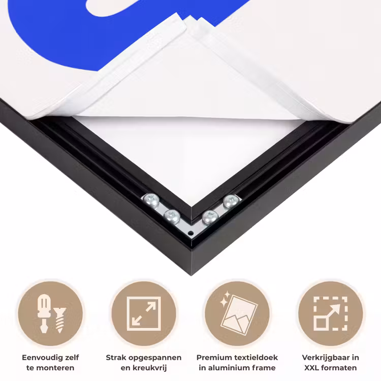 Ciao - Hoofdletters - Blauw - Minimalistisch Textielframe zwart klein -USP_feed_closeupNL