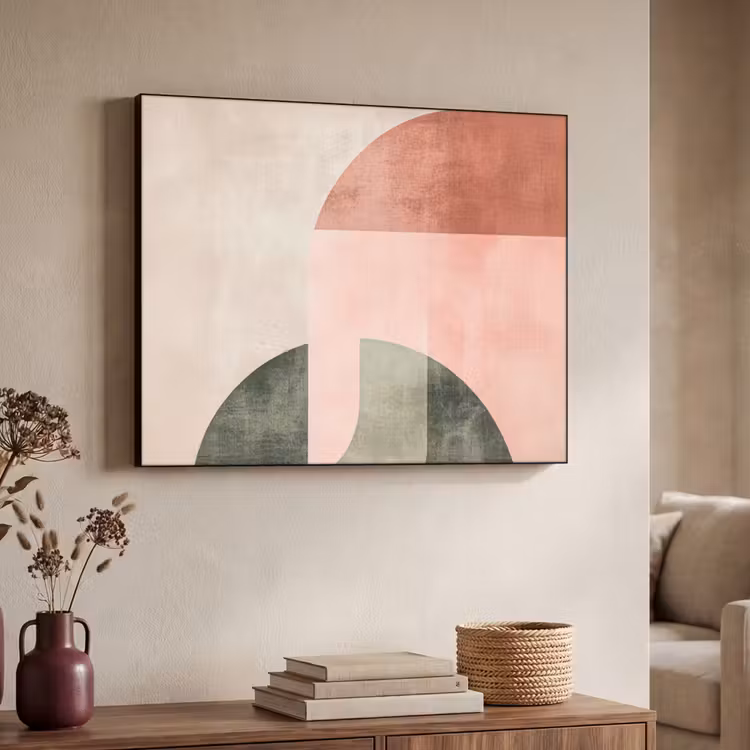 Cirkel - Abstract - Roze Textielframe - compleet frame klein -sfeer3