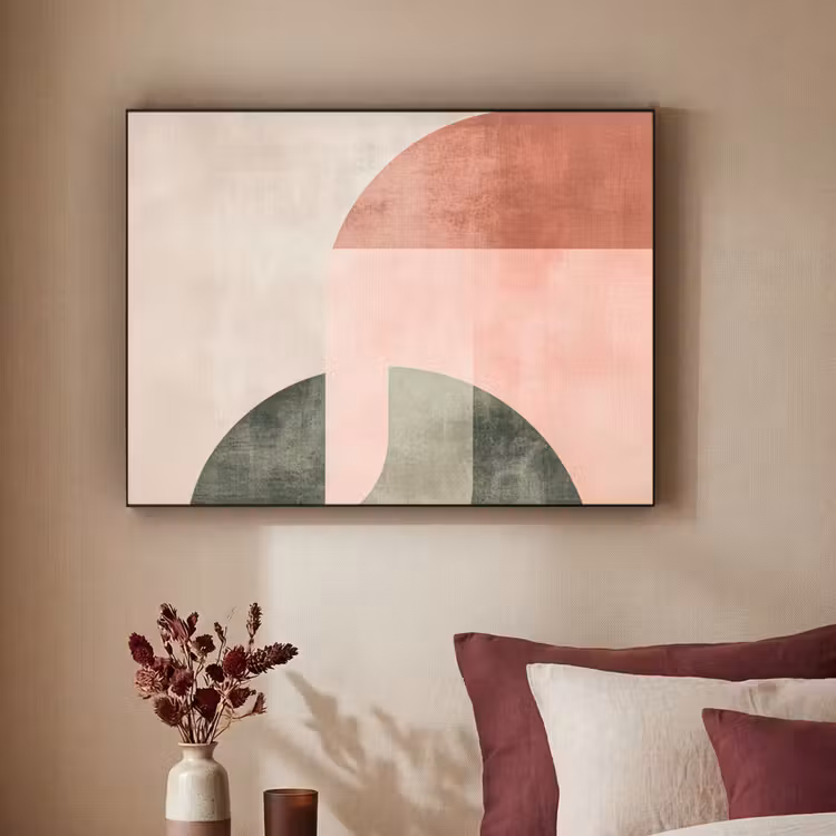 Cirkel - Abstract - Roze Textielframe - compleet frame klein -sfeer1