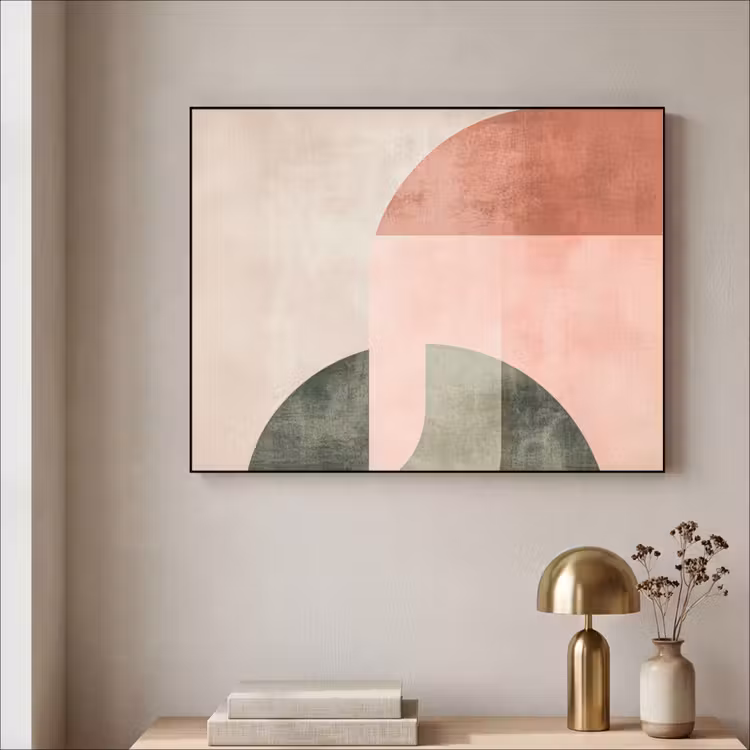 Cirkel - Abstract - Roze Textielframe - compleet frame klein -sfeer2