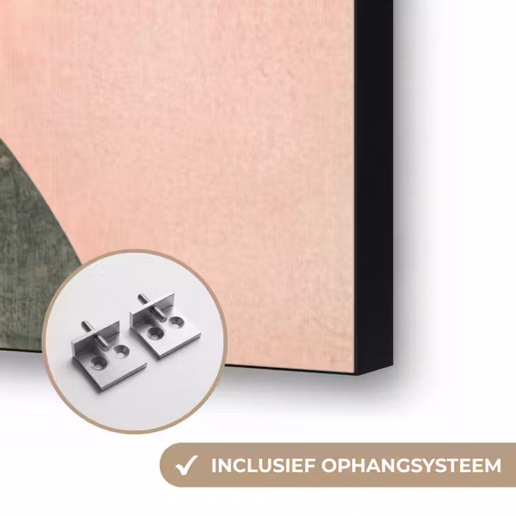 Cirkel - Abstract - Roze Textielframe zwart klein -USP_ophangsysteemNL