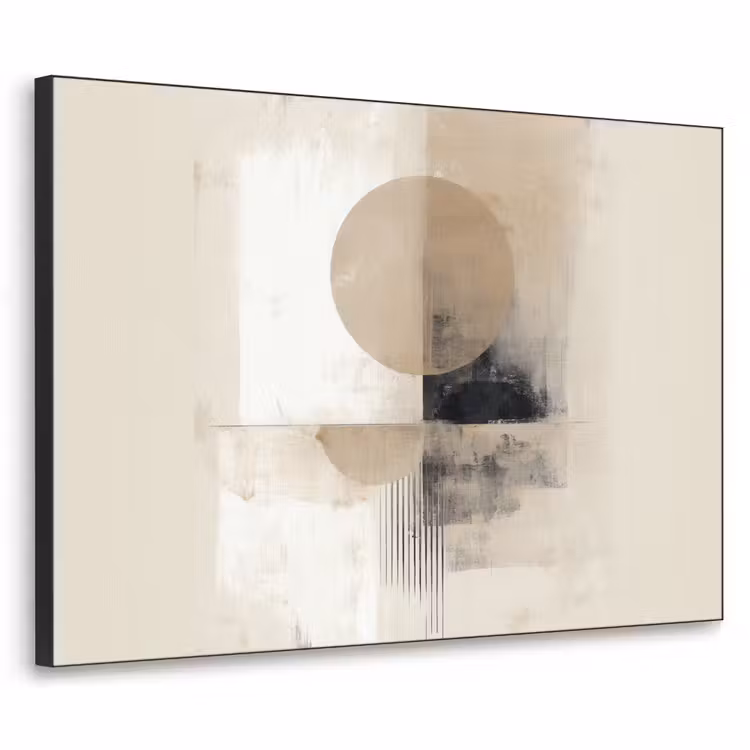 Cirkel - Compositie - Diepte - Beige Textielframe zwart klein -3d