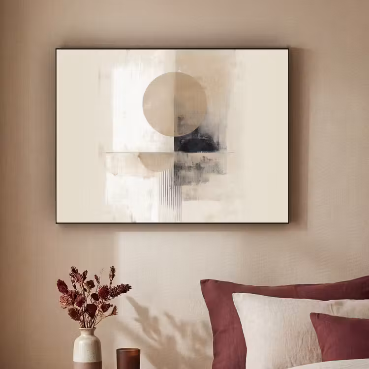 Cirkel - Compositie - Diepte - Beige Textielframe zwart klein -sfeer1