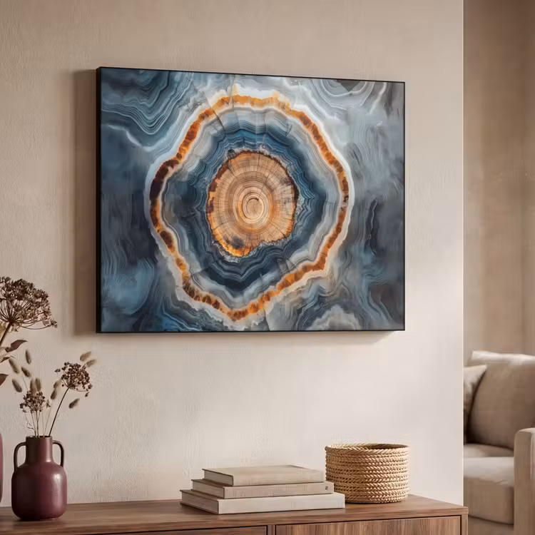 Cirkel - Ringen - Steen - Tinten Textielframe - compleet frame klein -sfeer3